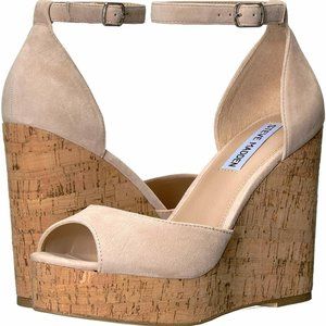 Steve Madden Sexy Strappy SUMMERS NUDE WEDGES Heels Size 6.5. Gently used